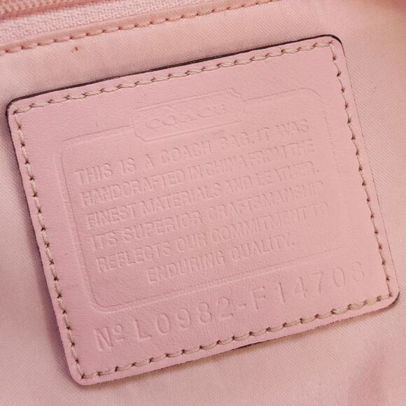 COACH Zoe Hobo Bag Khaki Pink Signature Canvas Leather Y2K - Picture 6 of 10